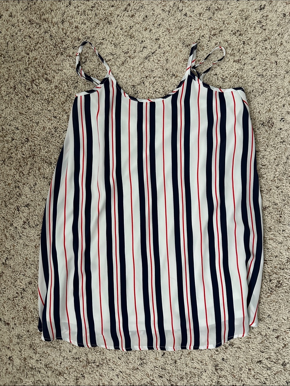 Striped Navy, White & Red Spaghetti Strap Tank Top